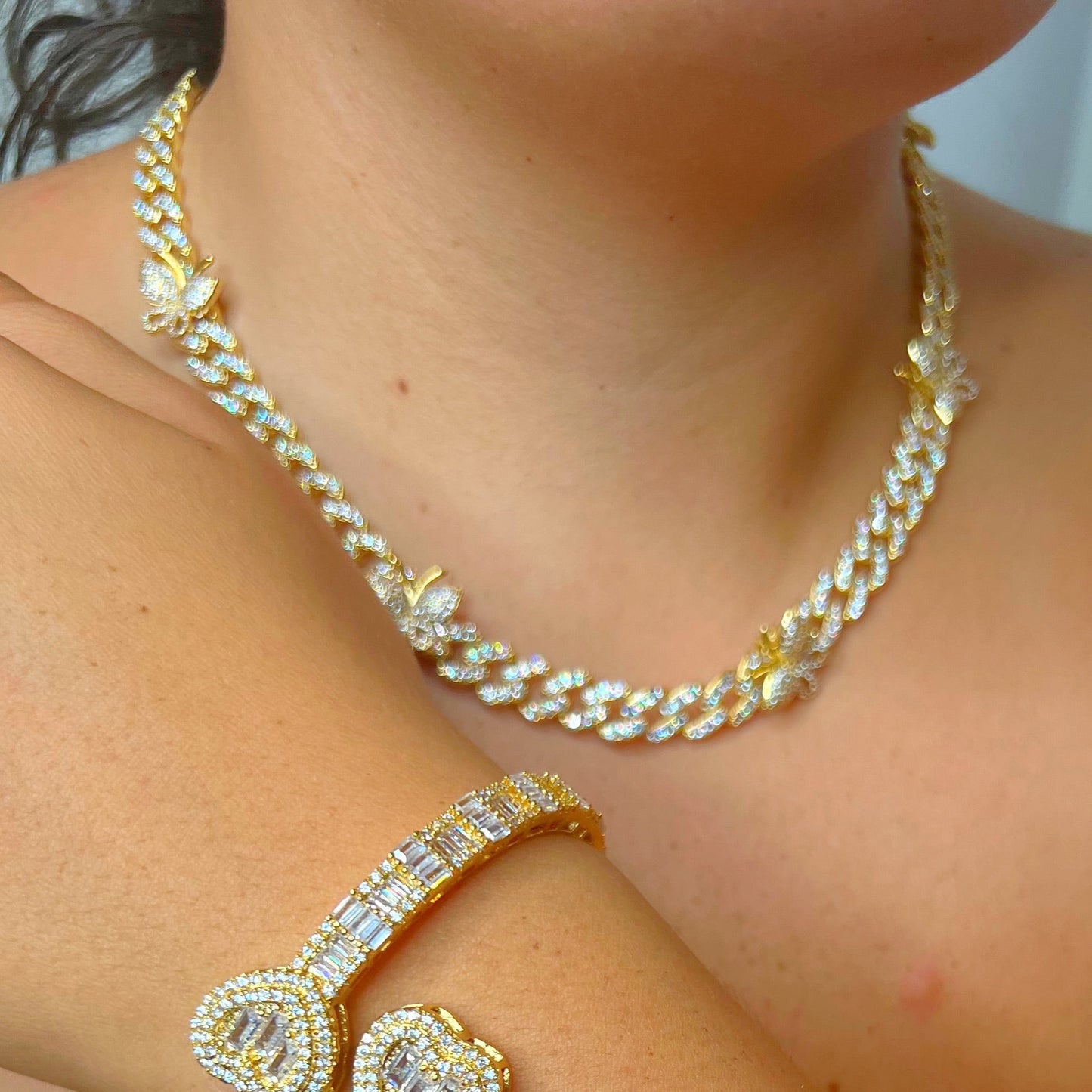 Gold Butterfly Cuban Necklace