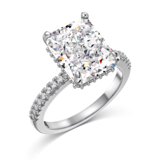 4.0CT Radiant Cut Crushed Ice Cubic Zirconia Engagement Ring in Sterling Silver