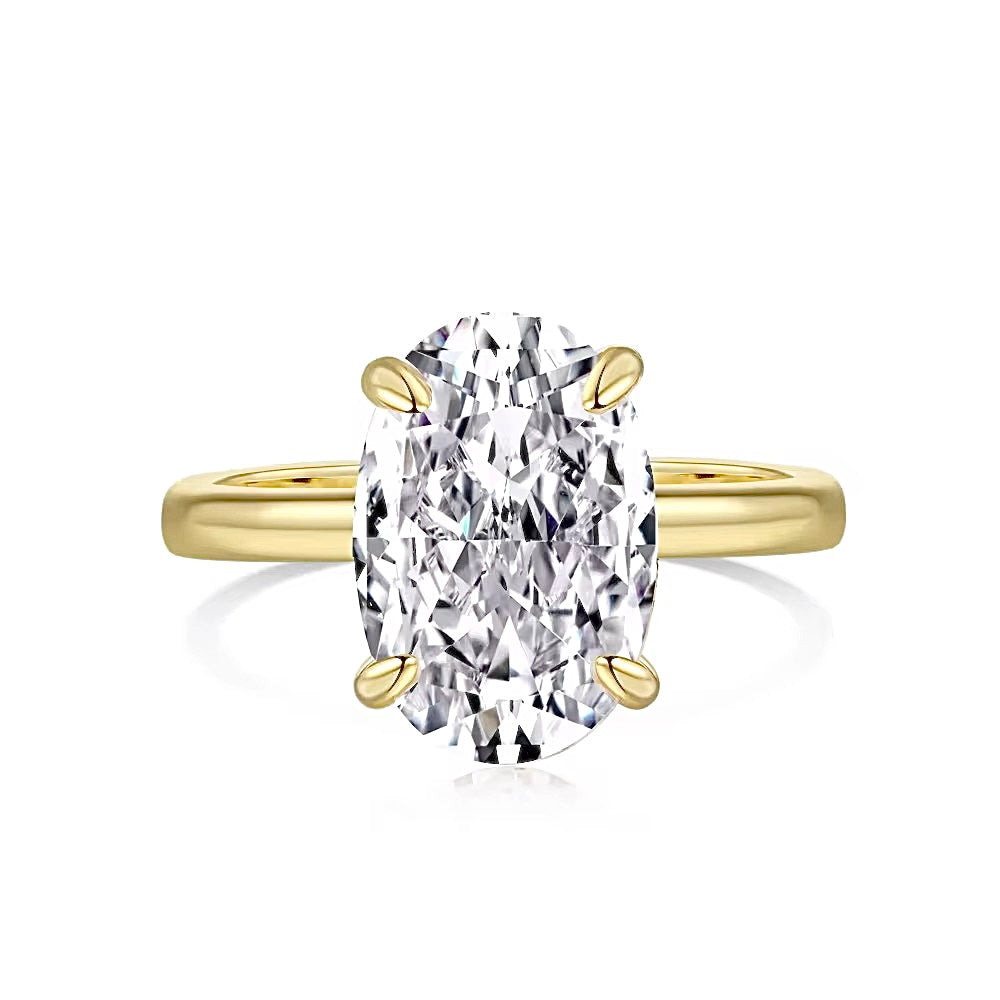 3.5CT oval cut Vivian ring in gold on white background