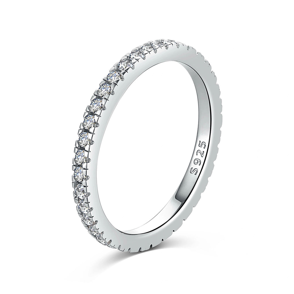 Delicate eternity band with round cubic zirconia stones