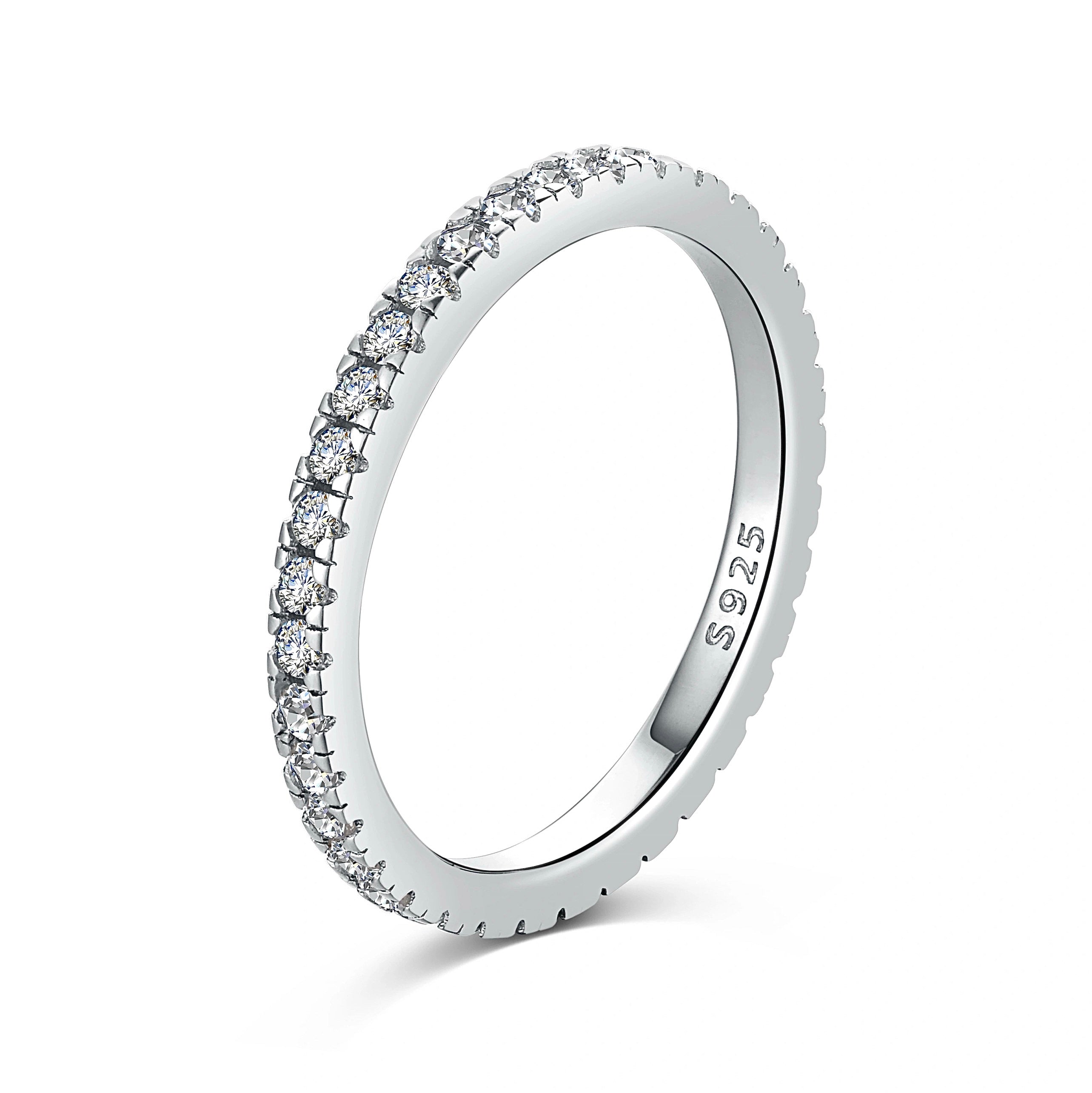 Delicate eternity band with round cubic zirconia stones