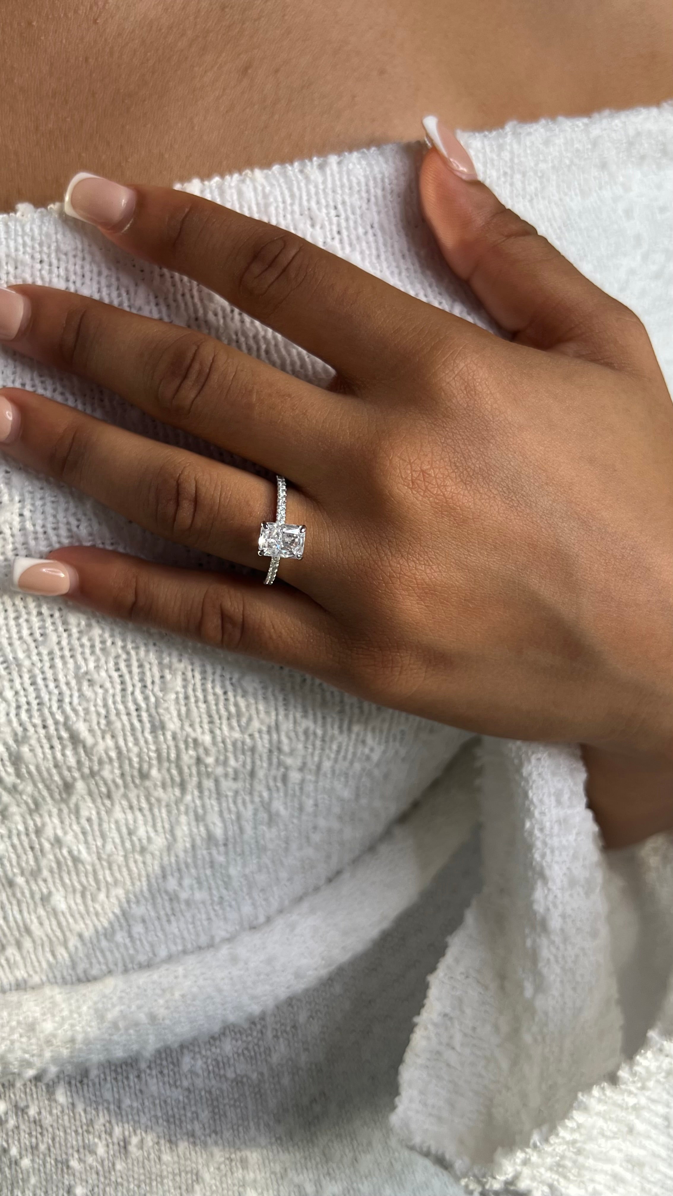 2.0CT STERLING SILVER RADIANT CUT 'MINI KIRA' RING