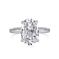 3.5CT oval cut Vivian ring in sterling silver on white background