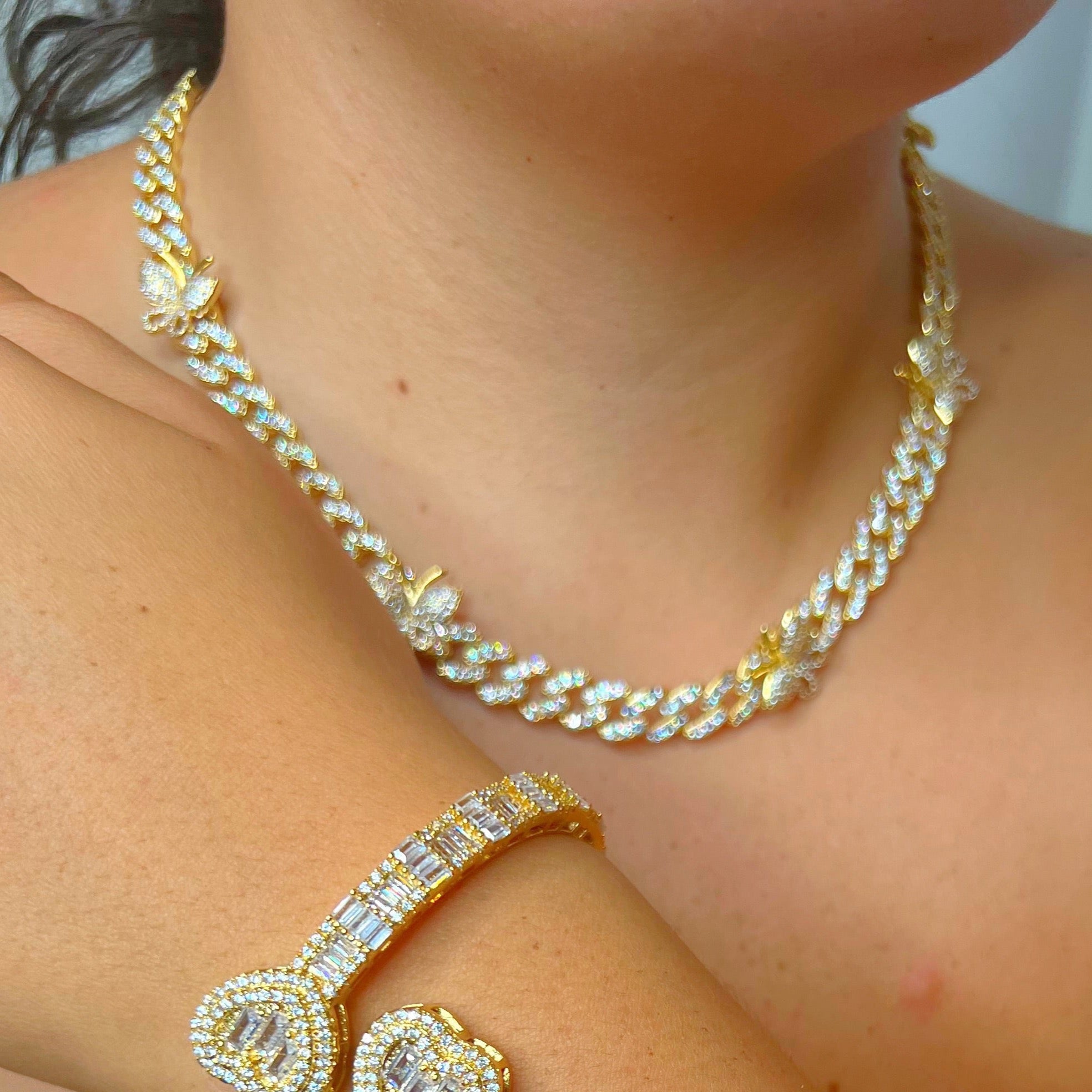 Gold Butterfly Cuban Necklace 