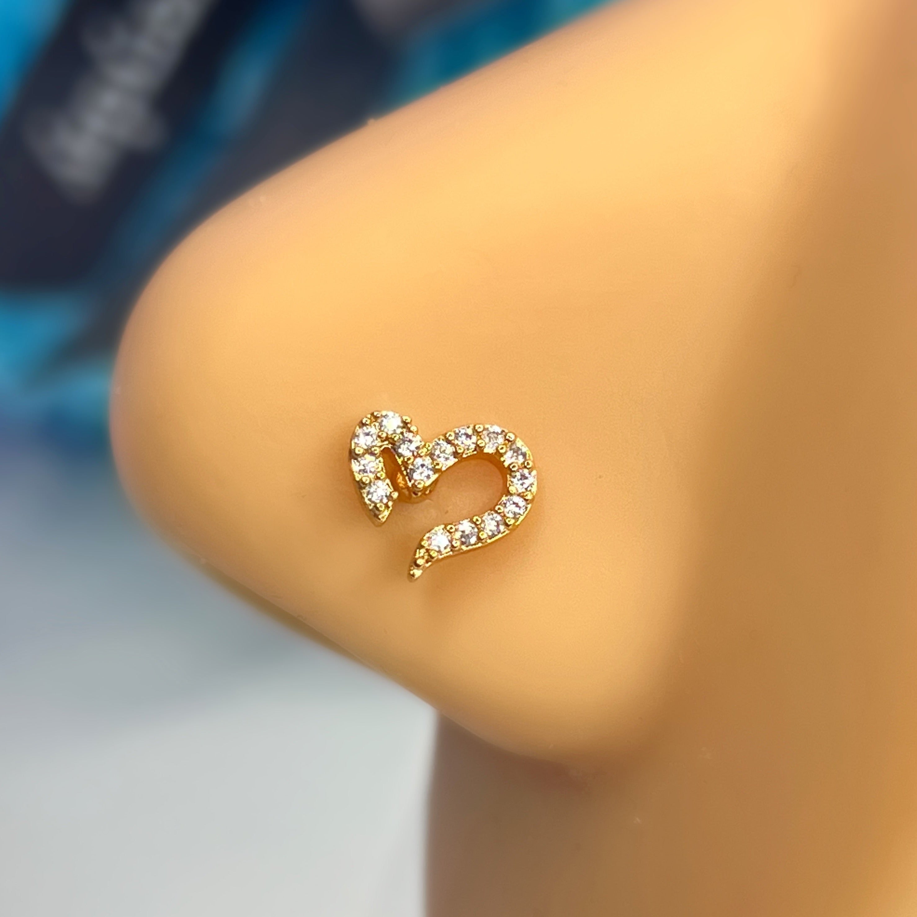 MABEL HEART L BEND NOSE RING