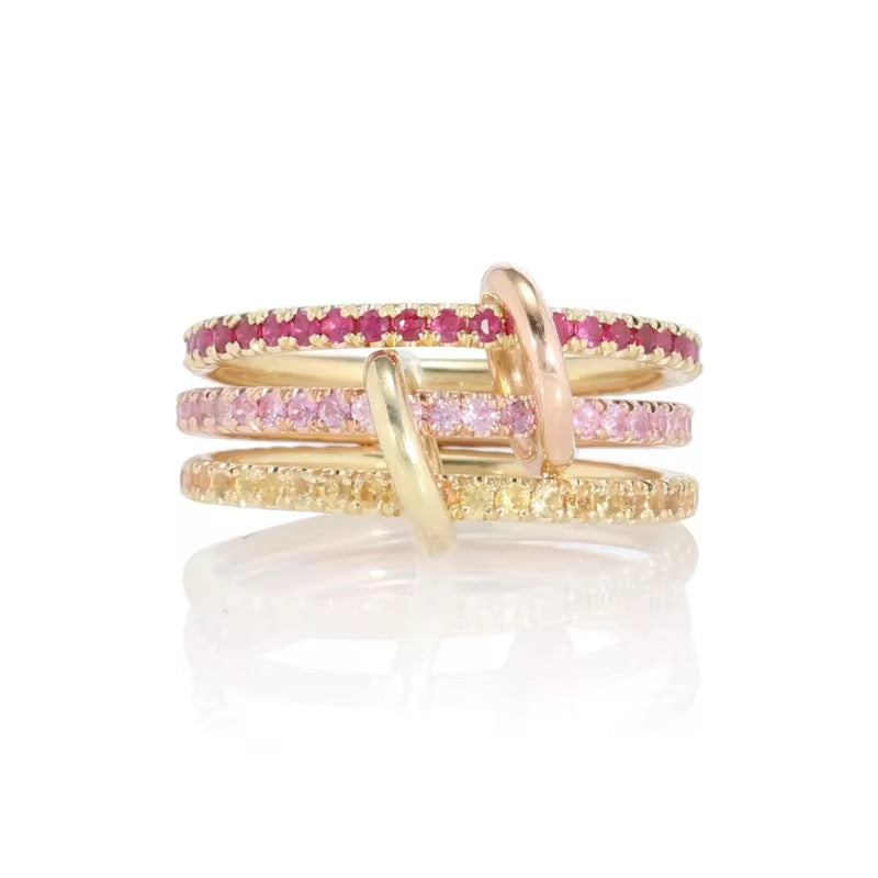 Luna colourful eternity band ring with yellow, pink, and red stones